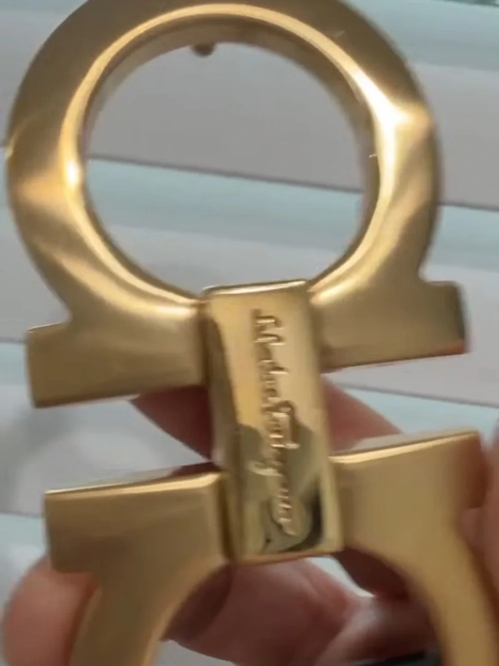 Salvatore Ferragamo Gold Double Gancini Belt Buckle